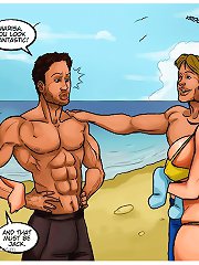 Hot sluts with milky tits starving for hard fuck in beach cartoon porn