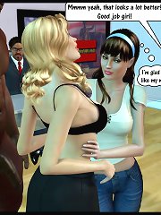 Awesome 3d toon porn where two babes touching each other while black guys watching