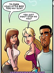 Lovely beauties from John Persons xxx comics seducing big black cock in mouths and ass holes