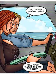 Cartoon porn comic with milky tits fucked and sucked outdoors