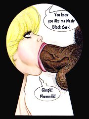 On this cartoon sex comics white slut sucking three black dicks