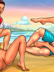 Best porn game comics demonstrating furious beach orgy