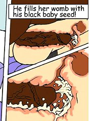 John Persons cartoons. Drawn black cock cum inside white pussy
